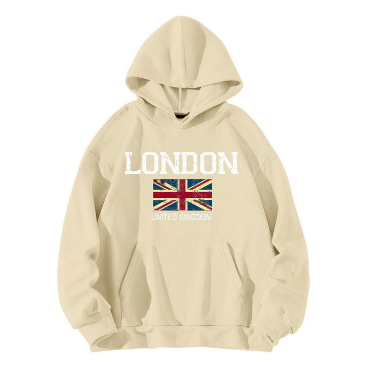 Kvinders hoodie i urban London stil med kængurulomme og komfortabel pasform Skovae