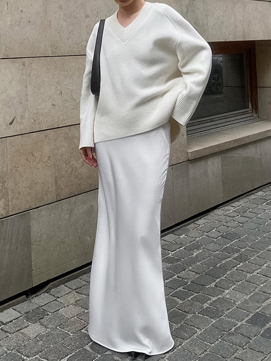 Dame Maxiskirt i luksuriøs satin med elegant snit Stilla