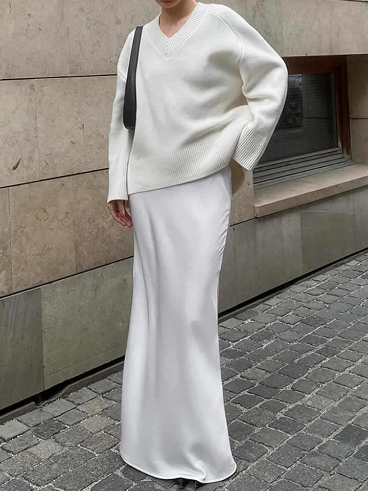 Dame Maxiskirt i luksuriøs satin med elegant snit Stilla