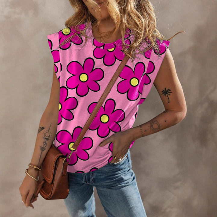Dame trendy T-shirt med iøjnefaldende blomsterdesign og store størrelser Stilla