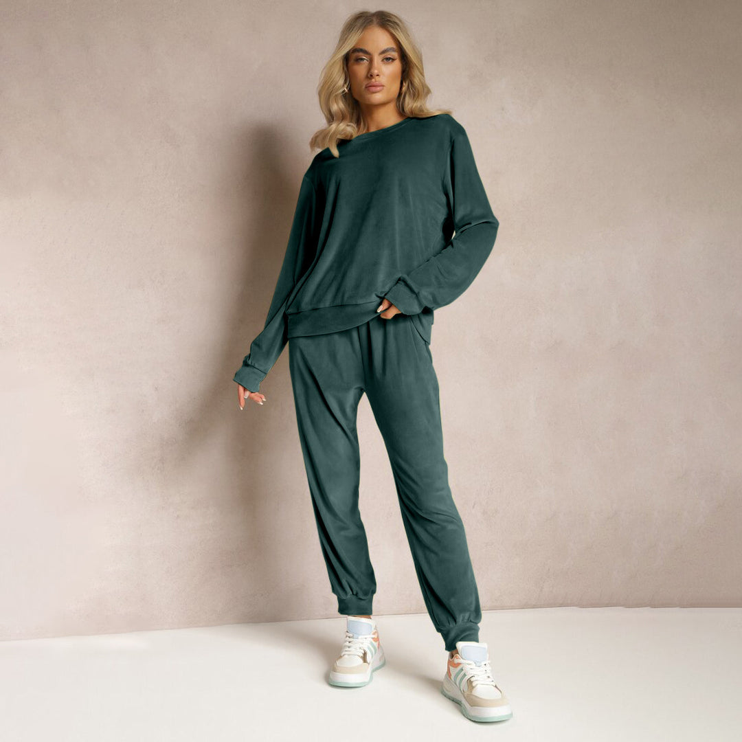 Dame afslappet lounge-sæt i blødt velour Stilla