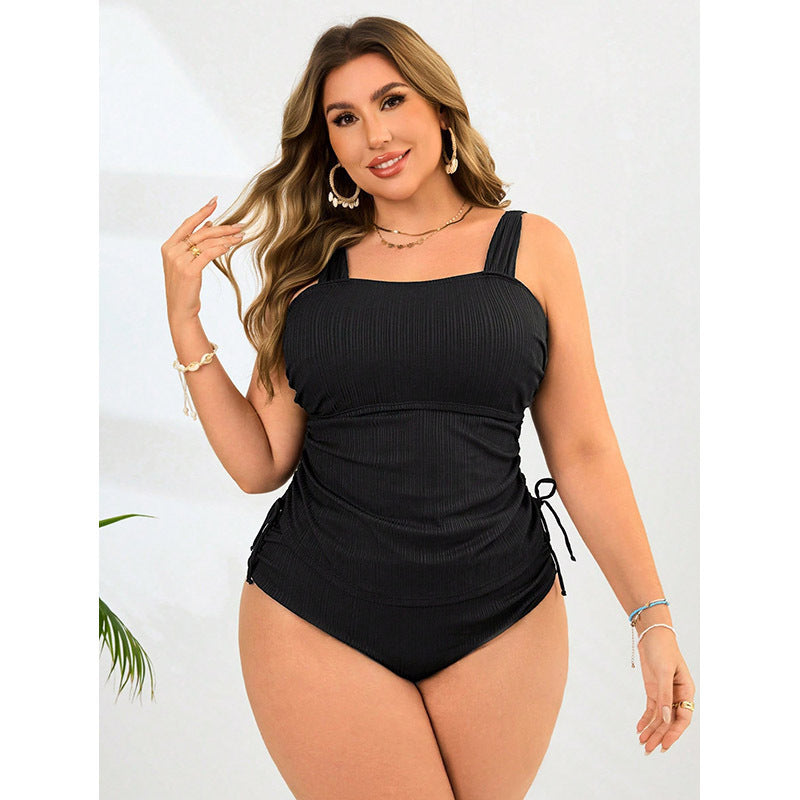 Dame One-Piece Swimsuit med kropsnær pasform og justerbare volanger