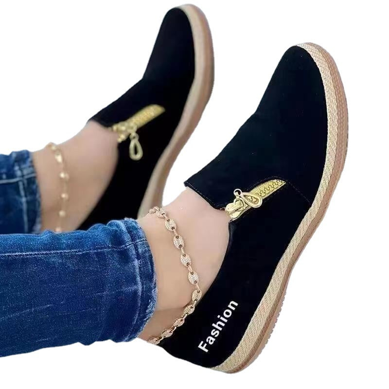 Dame mode slip-on sko med dekorativ lynlås Stilla
