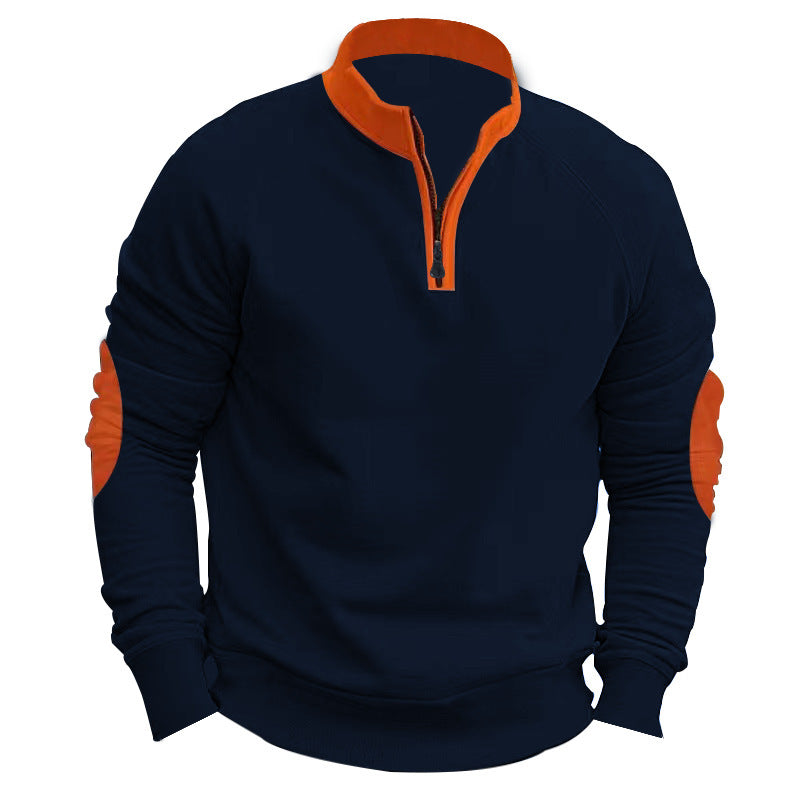Herre sporty fleece-pullover med moderne ståkrave og unikke detaljer Stilla