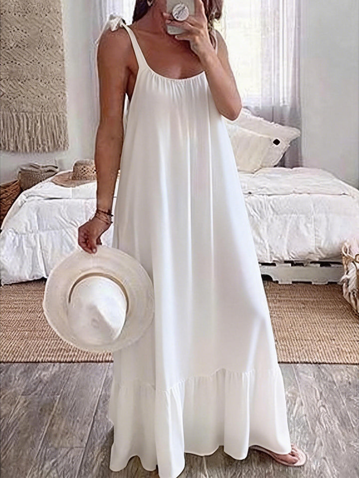 Dame maxikjole med strapless design Skovae