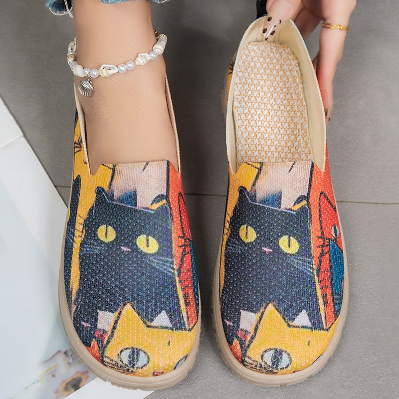 Femme Kunstnerisk Print Slip-On Sneakers Stilla