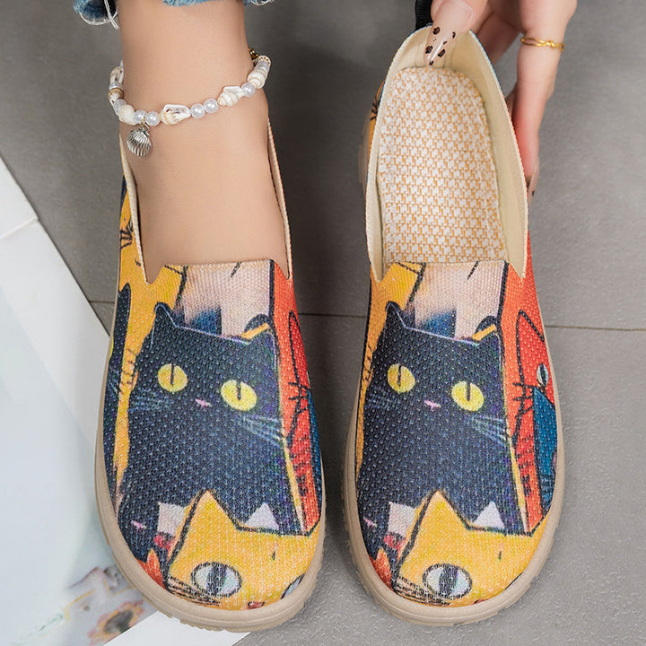 Femme Kunstnerisk Print Slip-On Sneakers Stilla