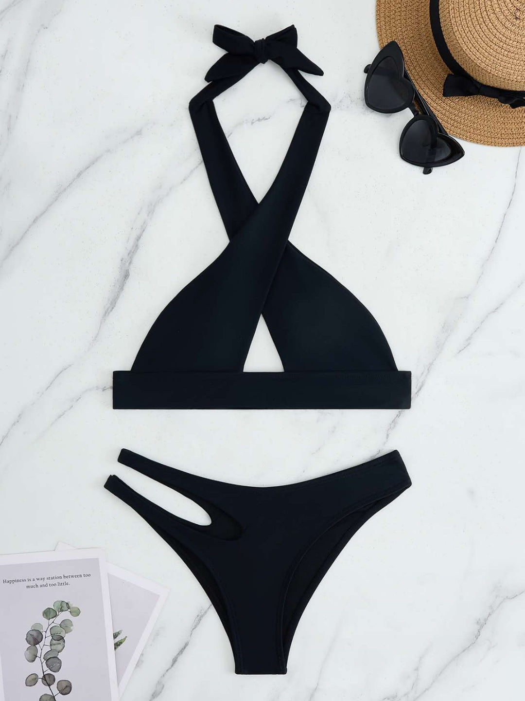 Dame Bikini-Sæt med moderne knude og sidelåg Cut-Out Skovae