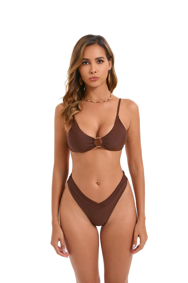 Dame Triangel-bikini med elegant ringdetalje Skovae