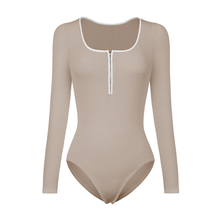 Damer Langærmet Rib-Bodysuit med Lynlåsdetaljer Stilla