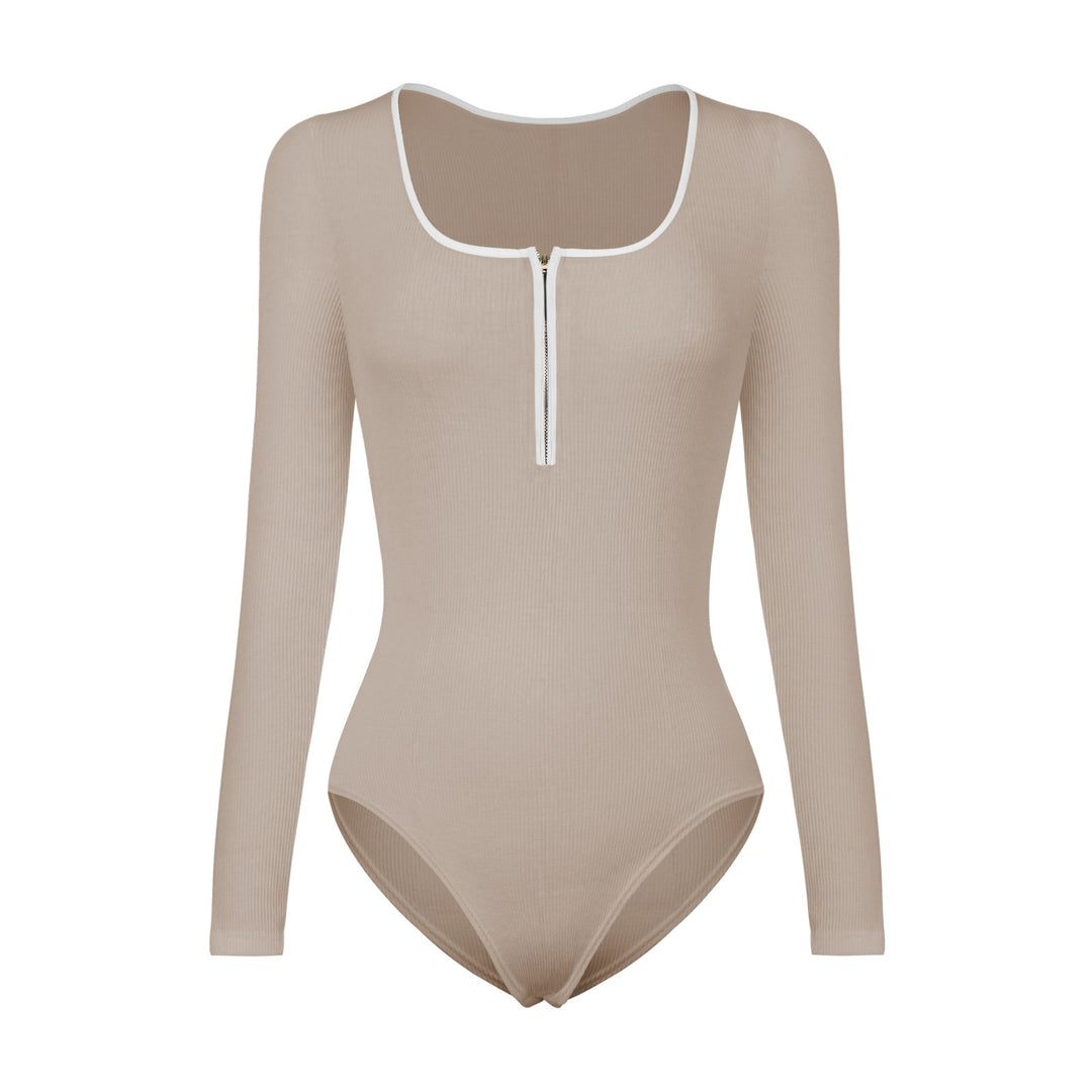 Dame Langærmet Ribbodystocking med Lynlås-detalje Stilla