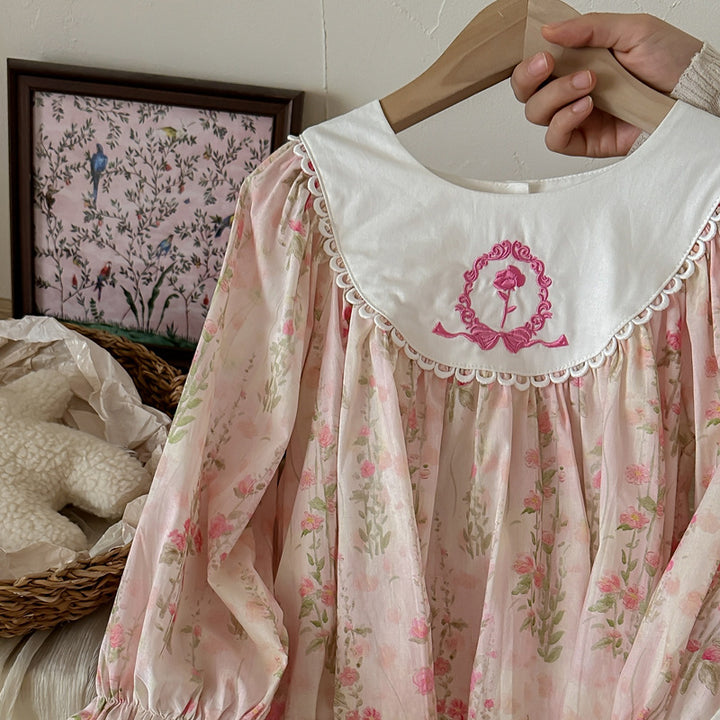Pige Vintage Blomster Smock Kjole Stilla