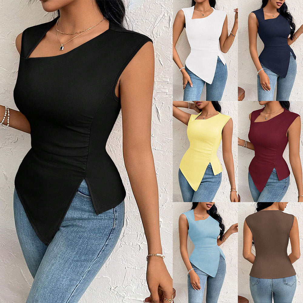 Kvindernes asymmetrisk top med elegant drapering og fashionable udskæring Stilla