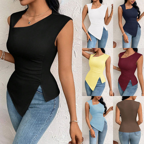 Kvindernes asymmetrisk top med elegant drapering og fashionable udskæring Stilla