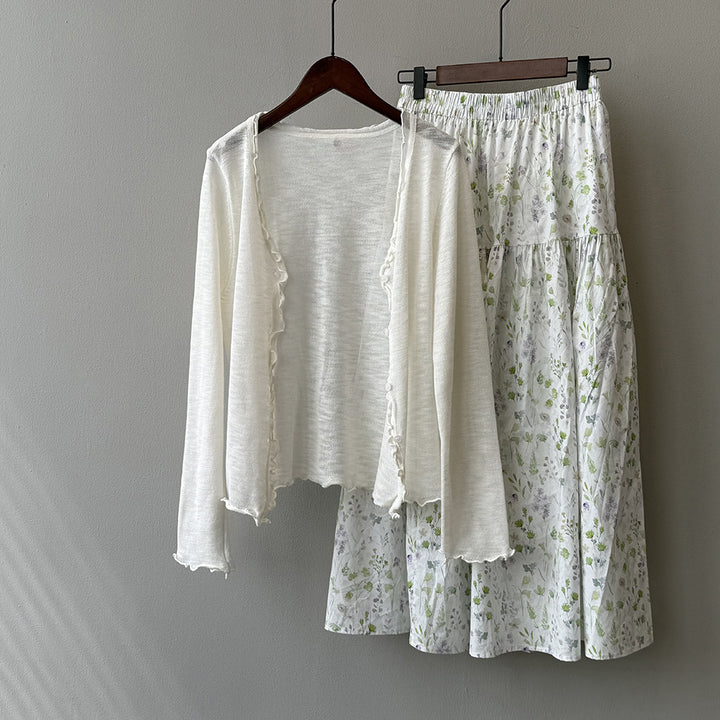 Dame fin strik-cardigan med romantiske ruffle detaljer Stilla