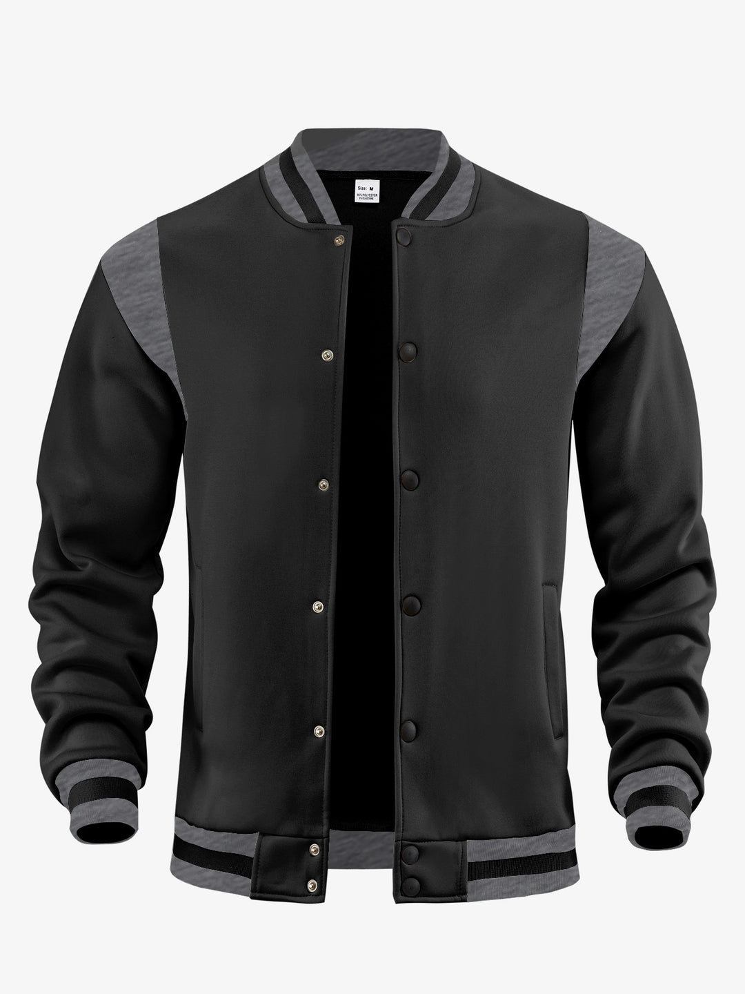Herren nan let Collegejakke i Varsity-look med trykknaplukning, ribkant og kontrast-skulderstykke Skovae