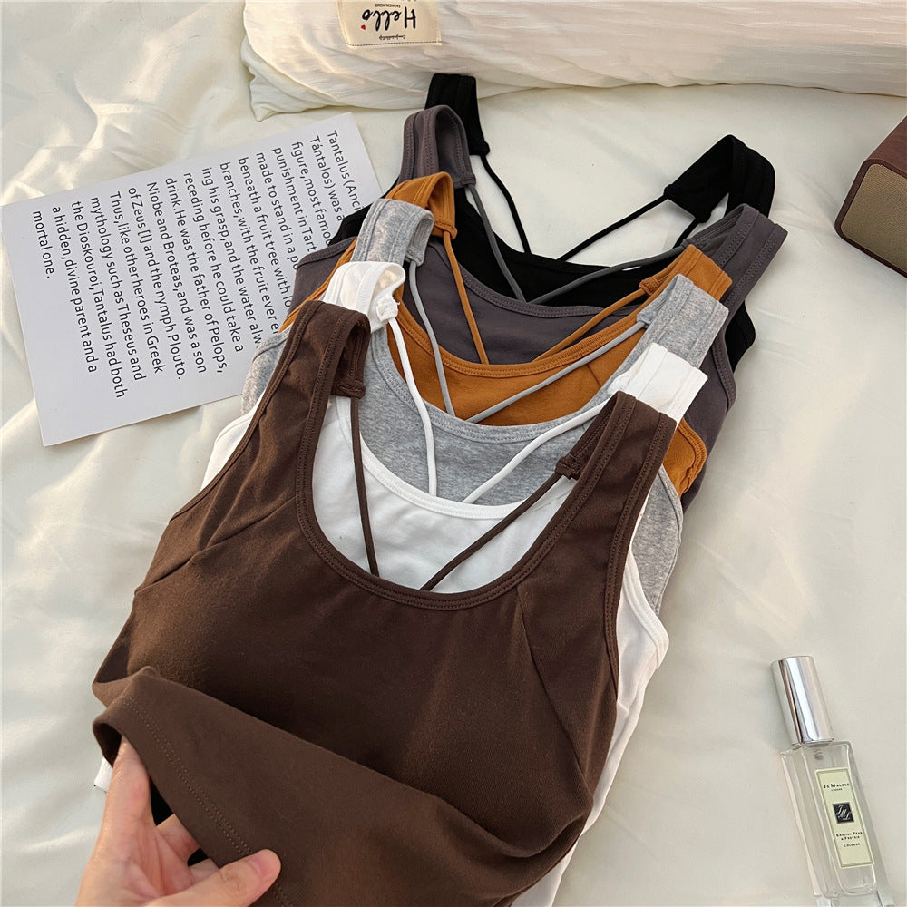 Femme Stilfuld Korte Tanktop med Komplekst Stropdesign Stilla