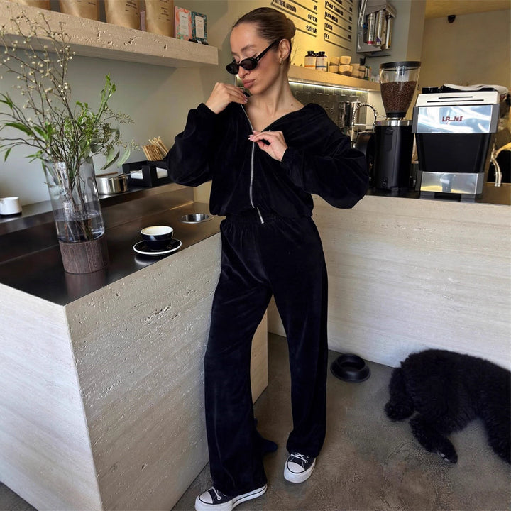 Kvinders afslappede jumpsuit sæt med kort krave og elastisk talje Skovae