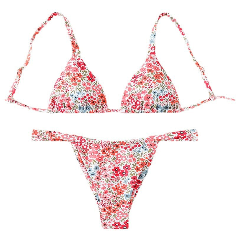 Dame triangel-bikini med blomstermønster og justerbare stropper Skovae 1779790786