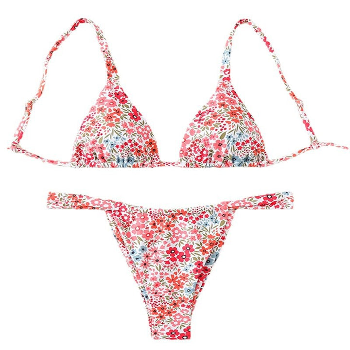 Dame triangel-bikini med blomstermønster og justerbare stropper Skovae 1779790786