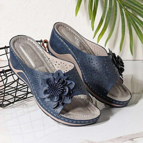 Dame komfortable slippers med blomsterperforeringer Stilla