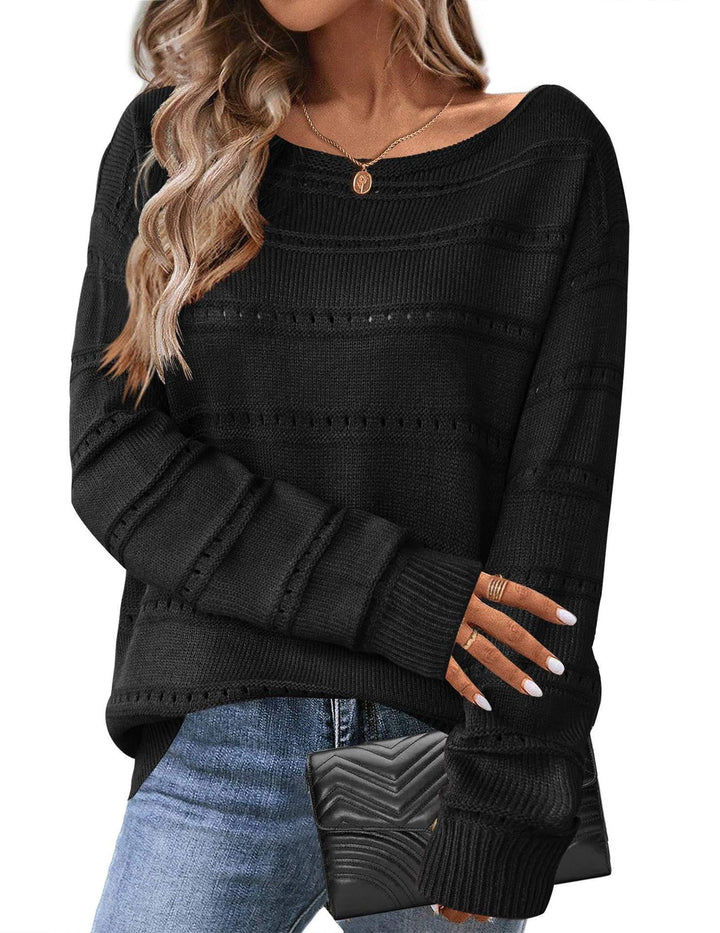 Kvinders strikkede sweater med luftig struktur og løstsiddende design Stilla