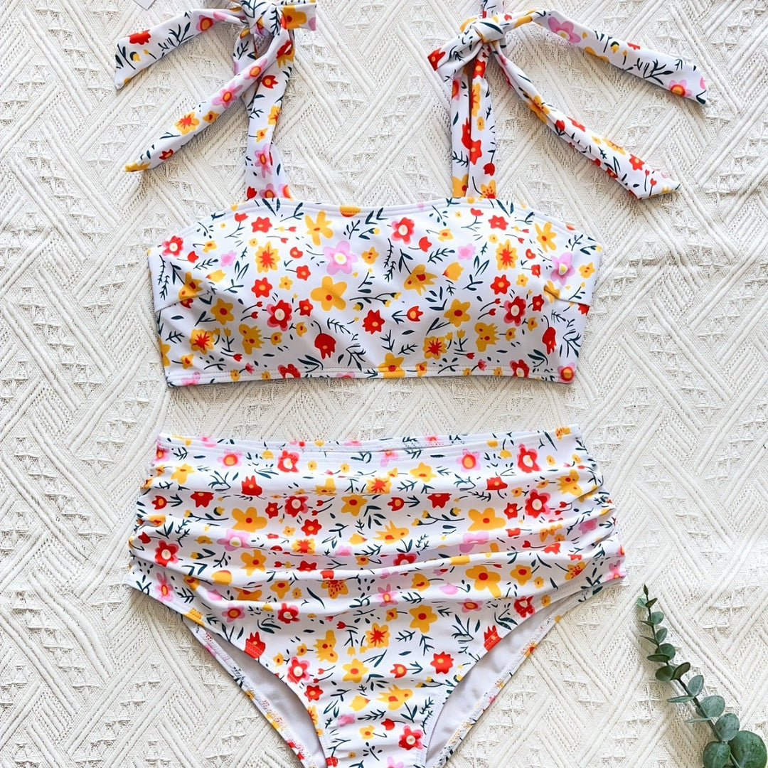Dame bikini-sæt med høj talje og legende blomsterprint Stilla