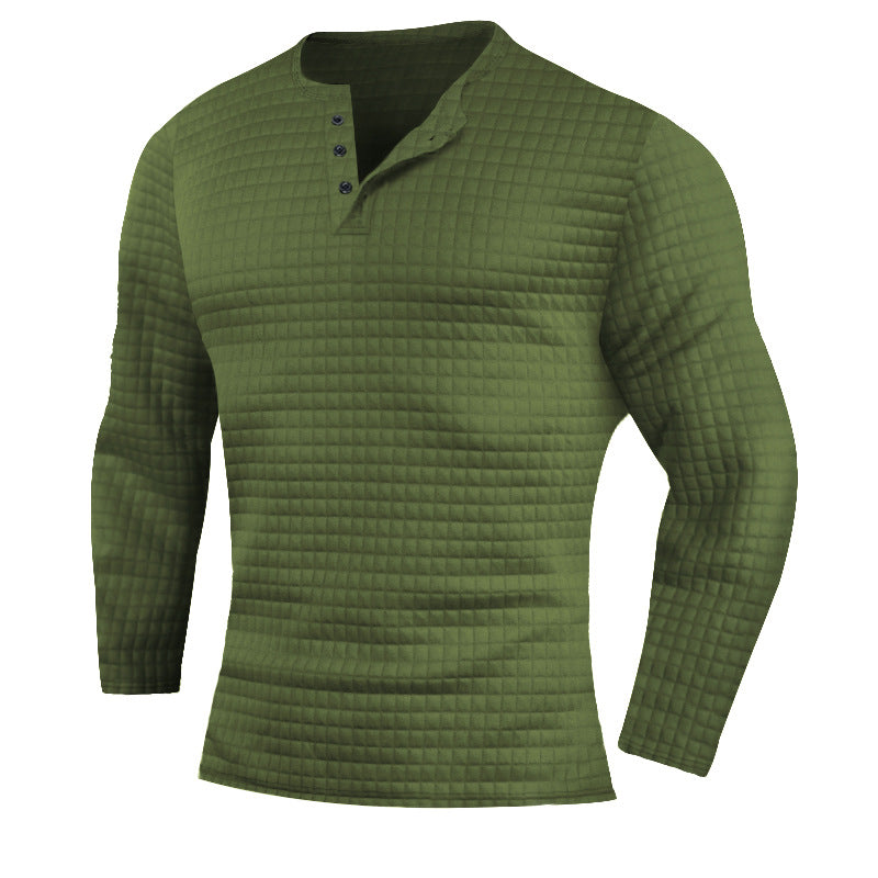 Herrer langærmet Henley-shirt med struktureret design Stilla