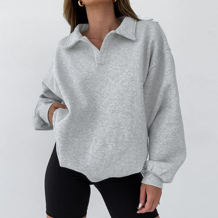 Dame sweater med moderne krave og lange ærmer Stilla