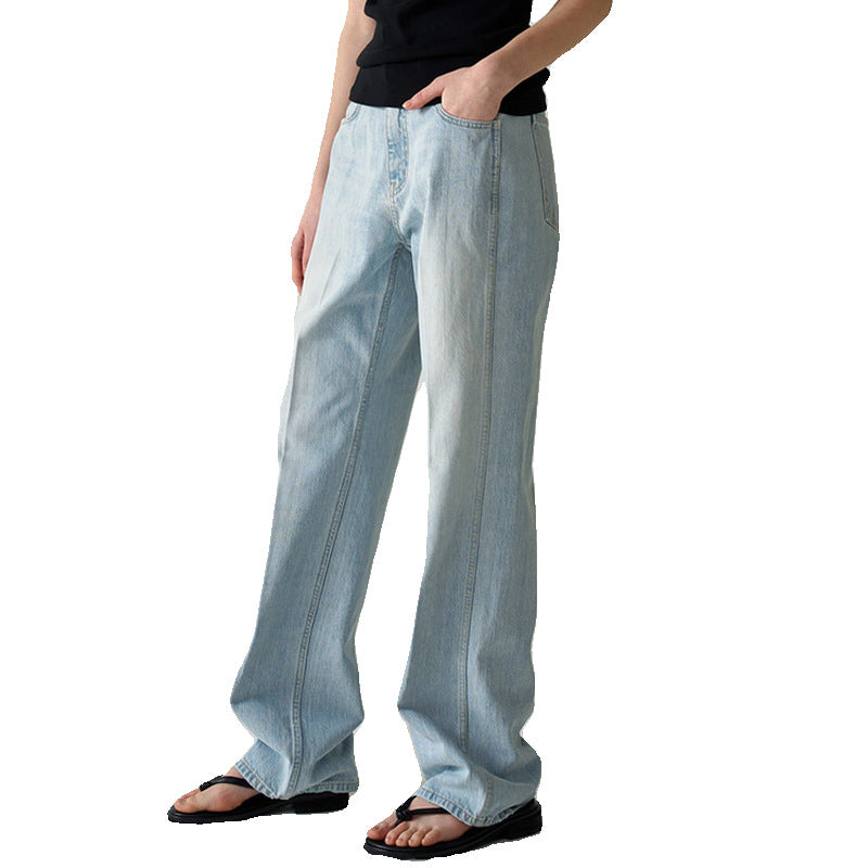 Dame Bredskårne jeans med moderne vask og afslappet snit Stilla