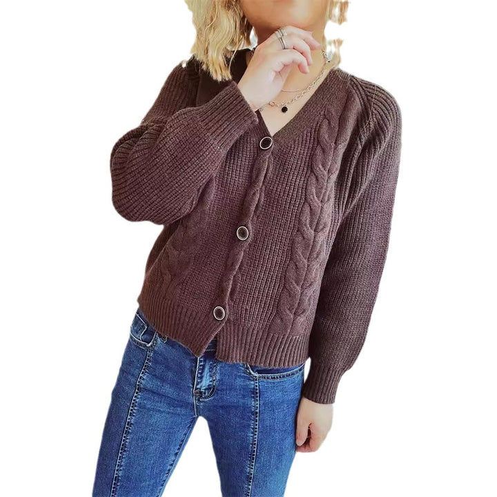 Kvinders cardigan med kabeldesign og knaplukning Stilla