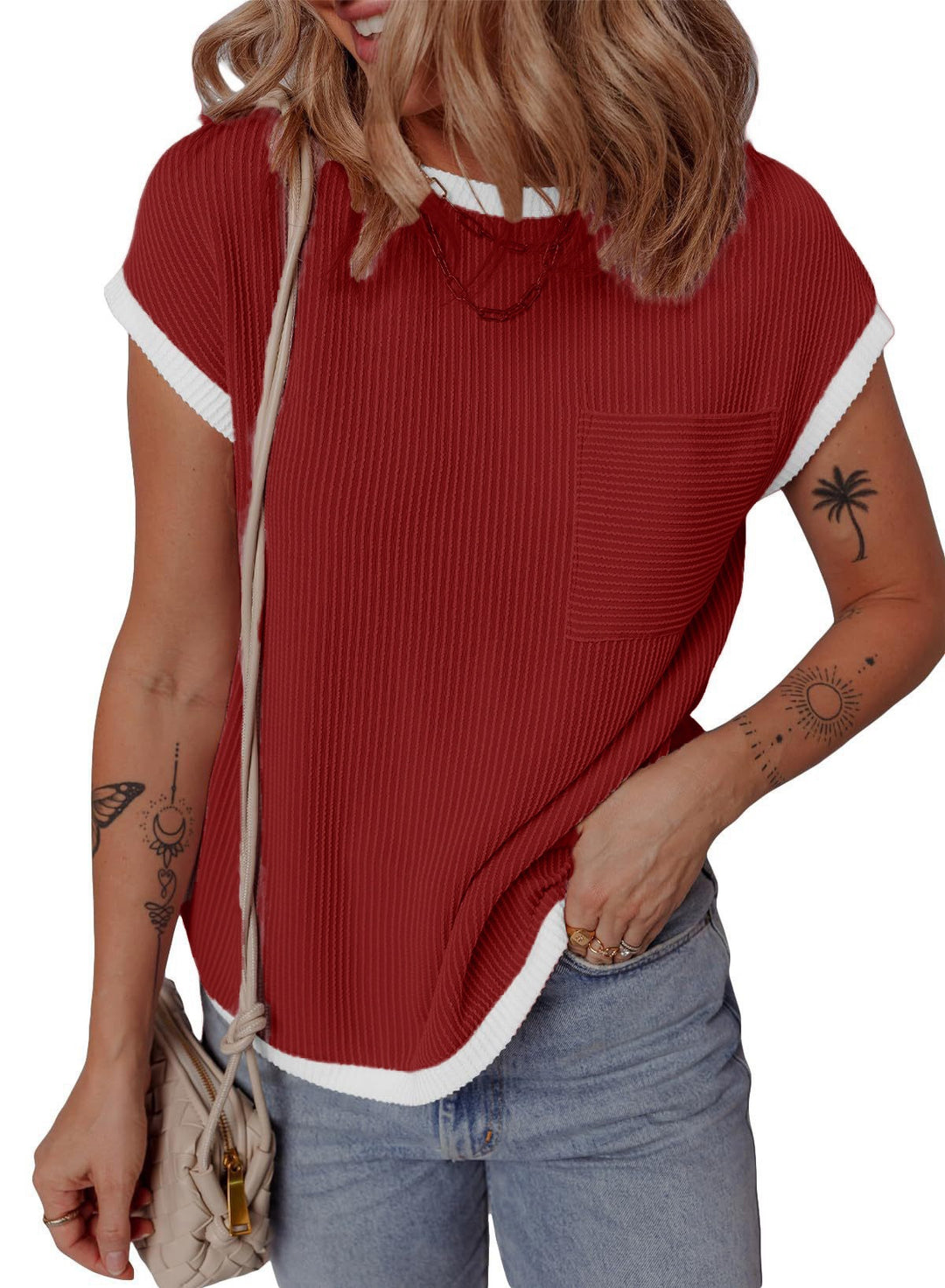 Dame Casual Struktureret Pocket Tee Stilla