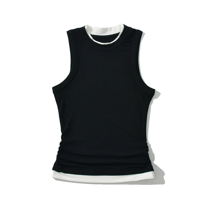 Dame Sporty Tanktop med høj lukket krave og dekorativt flæsedetalje Stilla