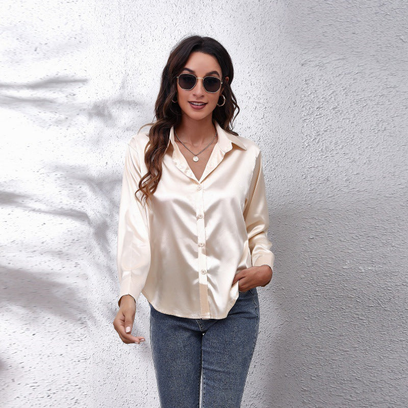 Dame elegant satinbluse Stilla