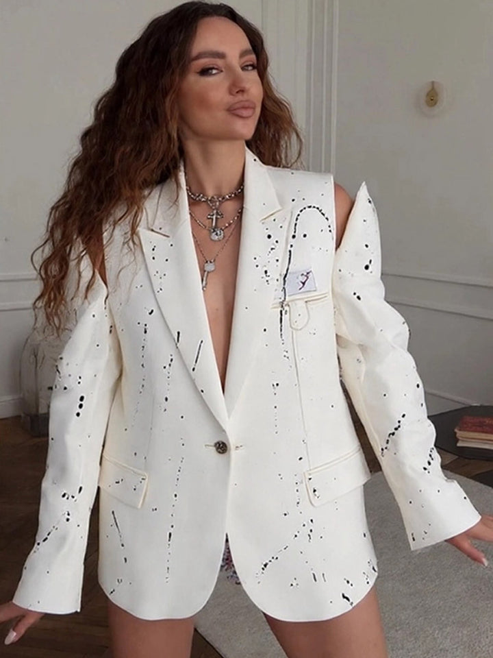 Dame størrelser blazer med kreative designelementer Stilla