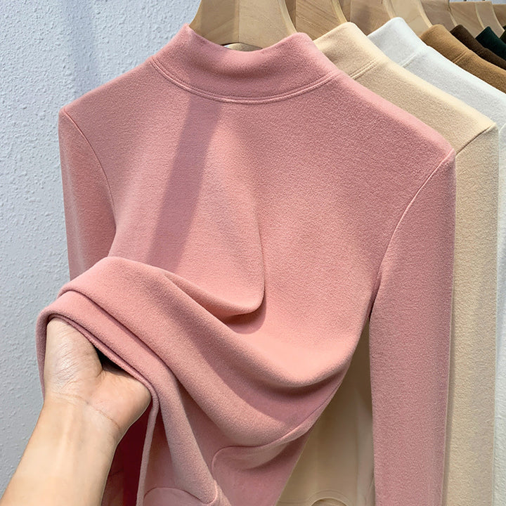 Dame Turtleneck-overdel i blødt strækmateriale med figursyet snit Stilla