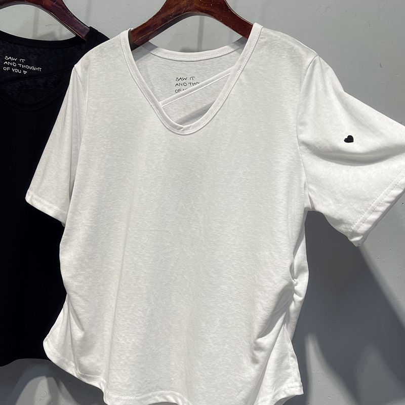 Dame Relaxed Fit V-Hals Korte Ærmer T-Shirt Stilla