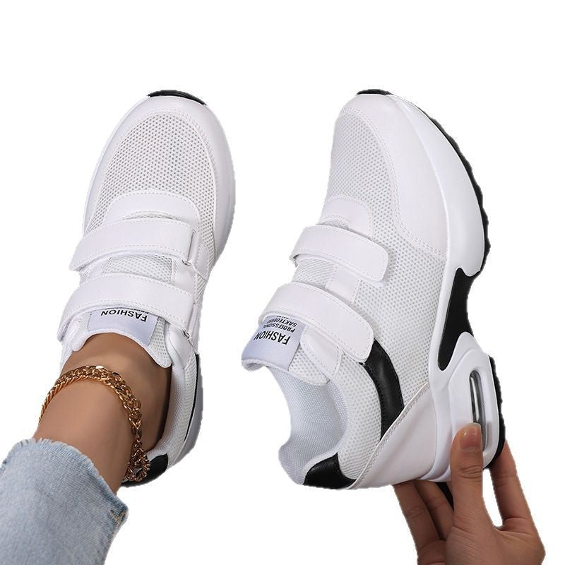 Dame nan sporty plateau sneakers med velcro og synlig luftpolstersål lavet af åndbart mesh Skovae