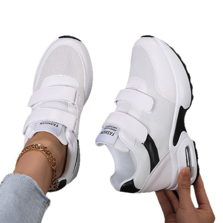 Dame nan sporty plateau sneakers med velcro og synlig luftpolstersål lavet af åndbart mesh Skovae