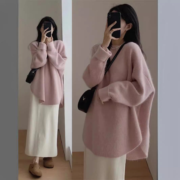 Dame hyggelig oversized sweater lavet af blødt strikmateriale med en afslappet pasform