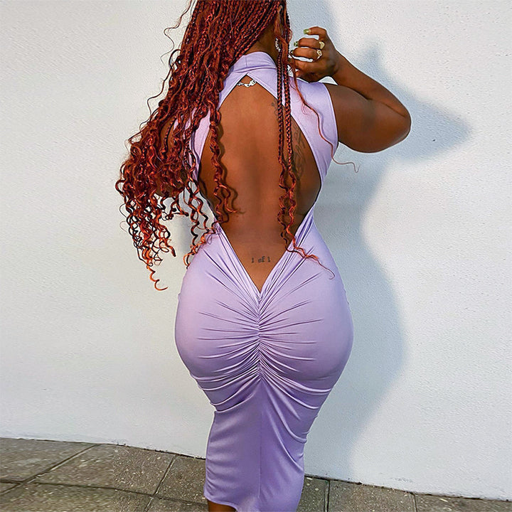 Femme Chic Højkrave Bodycon Midi Kjole Stilla