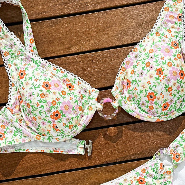 Dame blomster mønster bikini sæt Skovae
