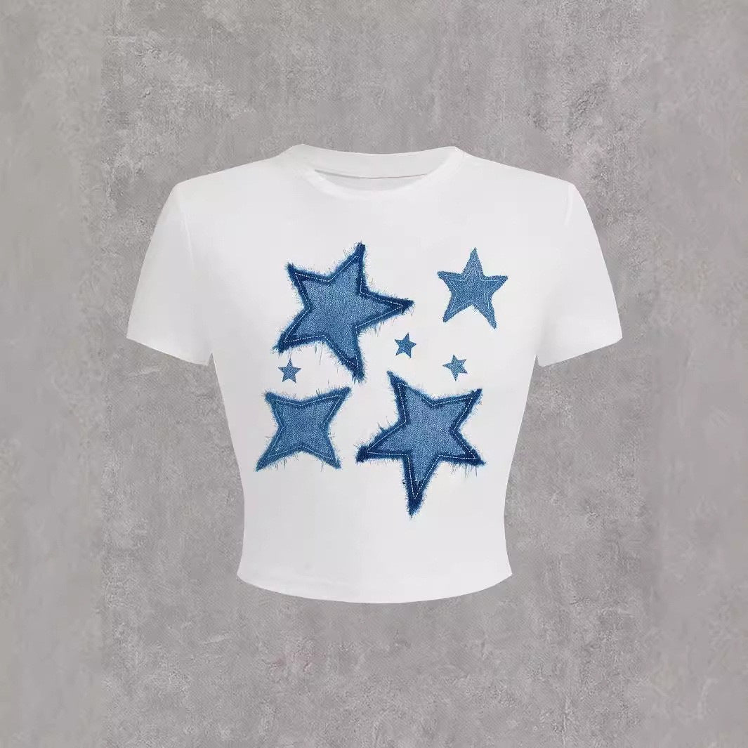 Dame Korte ærmer T-shirt med iøjnefaldende motorcykel-design Skovae