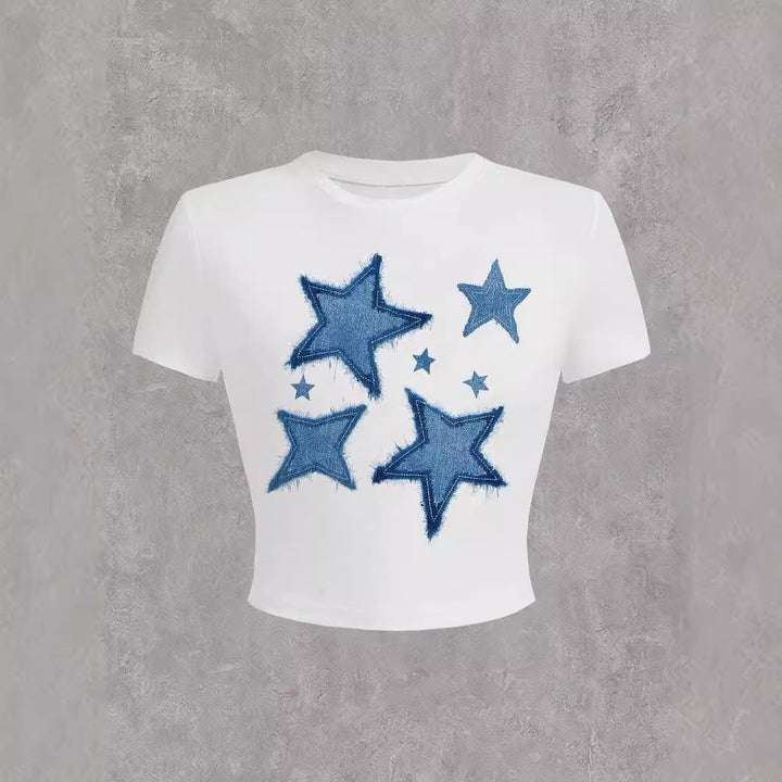 Dame Korte ærmer T-shirt med iøjnefaldende motorcykel-design Skovae