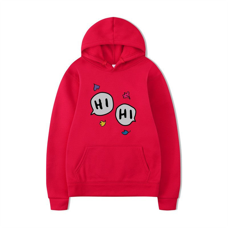 Dame hoodie med kreativt tegneserie design og kenguru lomme Skovae