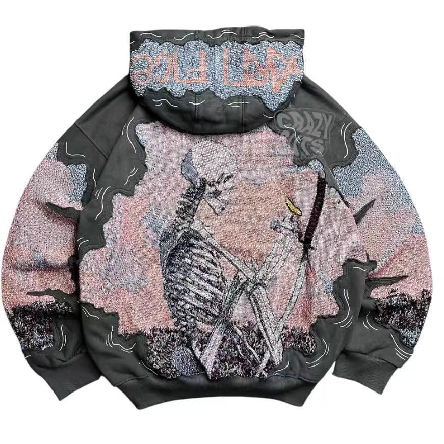 Kvinders hoodie med iøjnefaldende kraniumprint Stilla