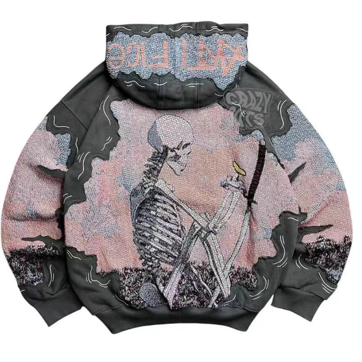 Kvinders hoodie med iøjnefaldende kraniumprint Stilla