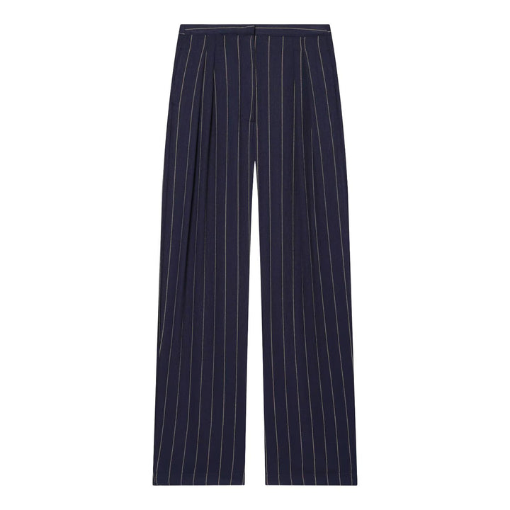 Dame bred høj talje bukser med elegant stripeudseende og komfortabel fald Skovae