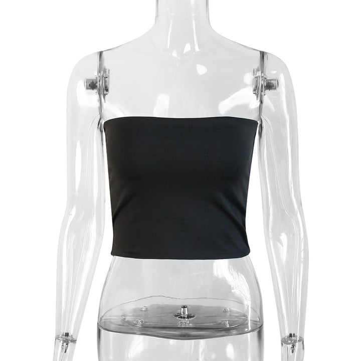 Dame Strapless Crop-Top i elastisk materiale Skovae