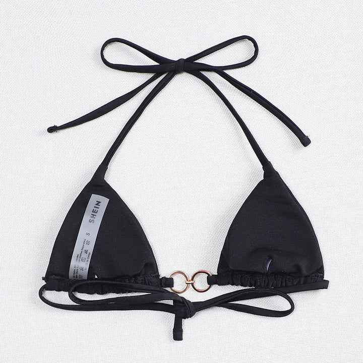 Dame triangel-bikini med fashionable metal accenter Skovae